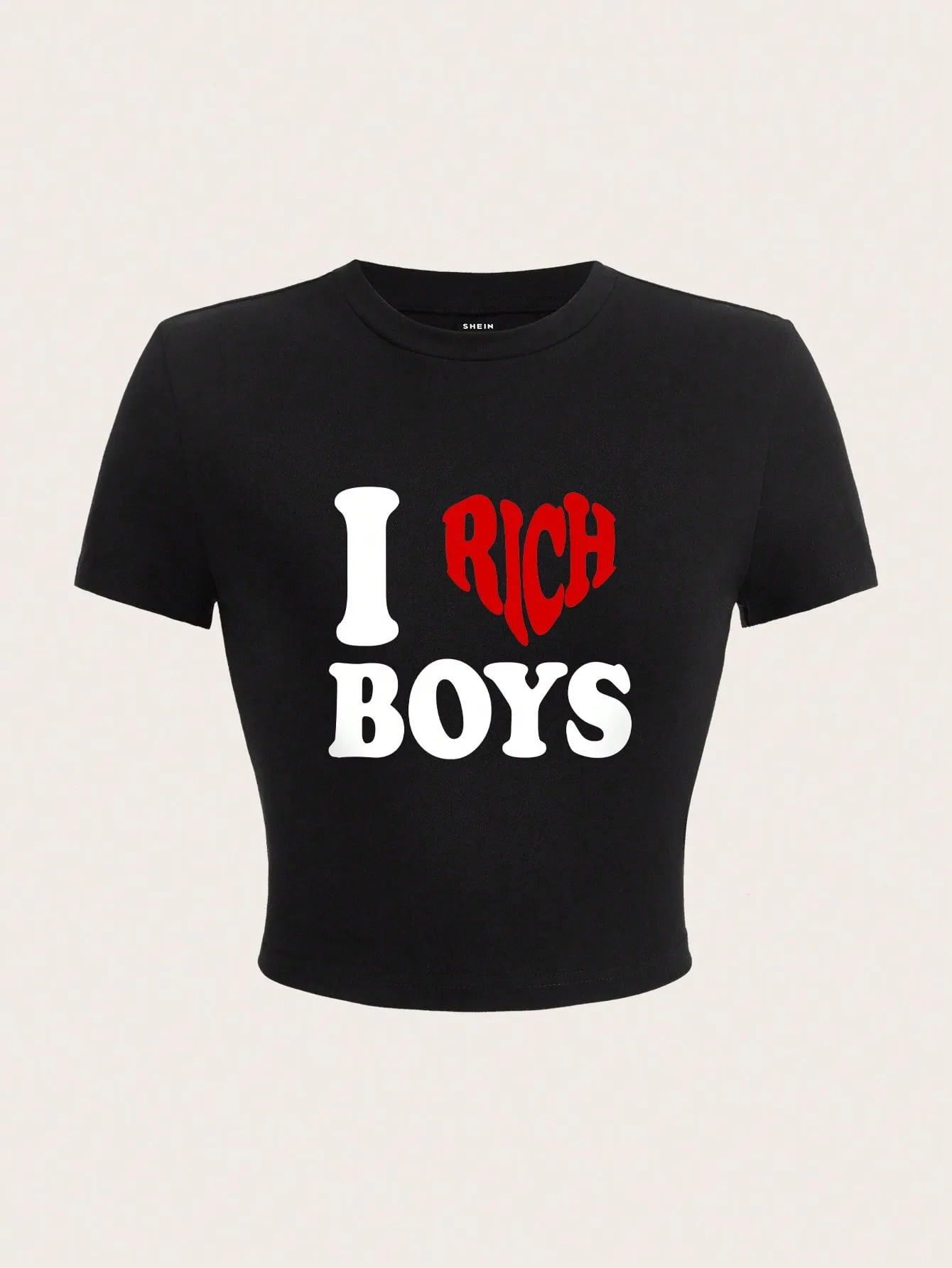 I Love Boys Slogan Graphic Crop Tee