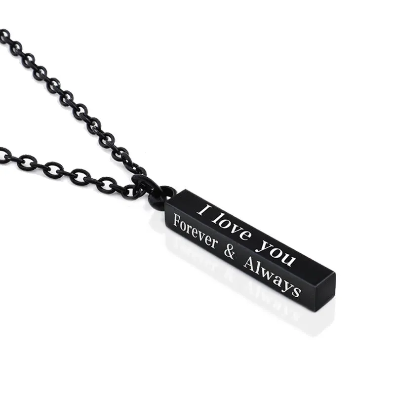 “I Love You” Stainless Steel Wishing Column Necklace