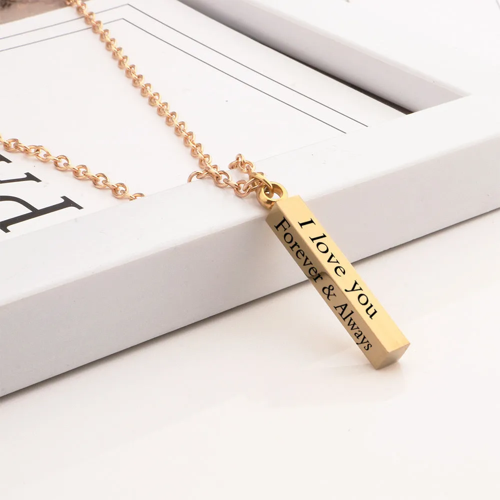 “I Love You” Stainless Steel Wishing Column Necklace