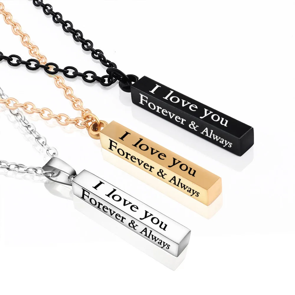 “I Love You” Stainless Steel Wishing Column Necklace