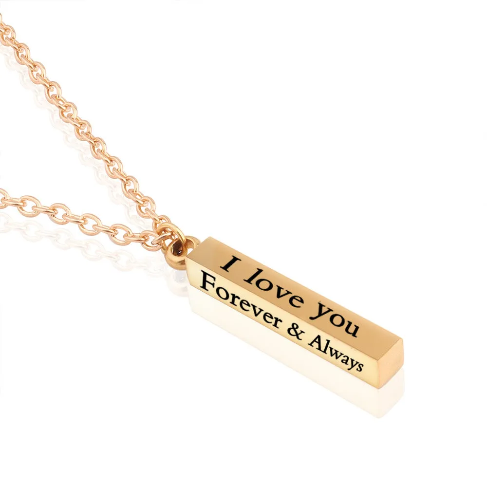 “I Love You” Stainless Steel Wishing Column Necklace