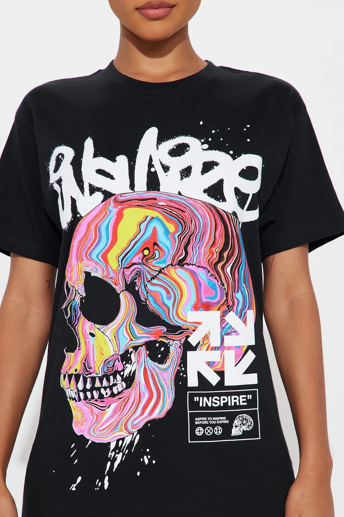 Inspire Me Skull Tee - Black