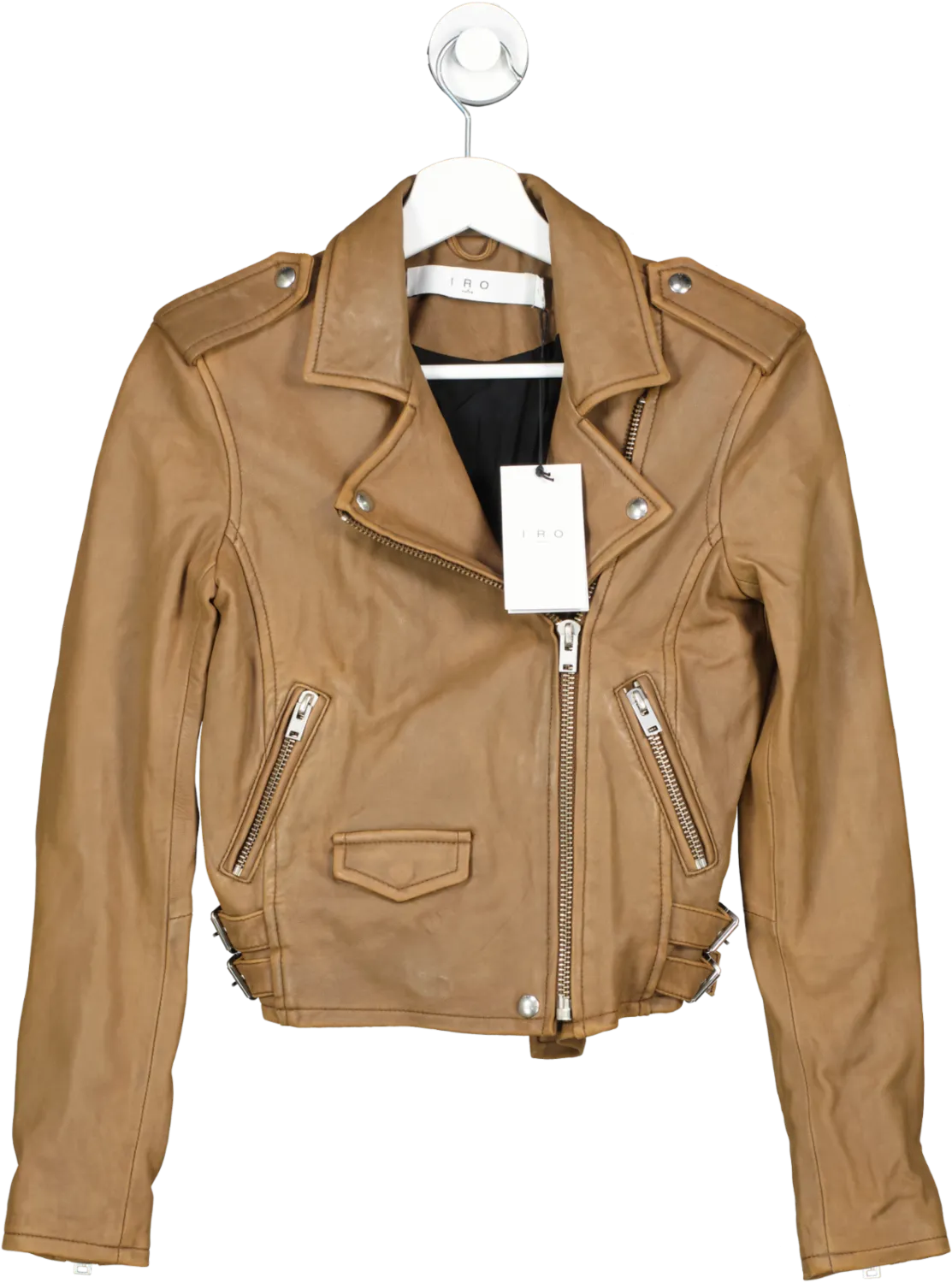 IRO Brown Leather Moto Biker Jacket BNWT UK 6