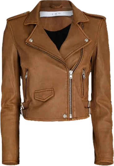 IRO Brown Leather Moto Biker Jacket BNWT UK 6