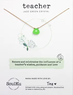 Jade Green Crystal Soul Shine Necklace for Teacher