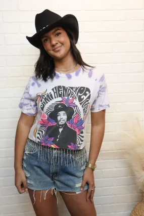 Jimi Hendrix Rhinestone Fringe Tee