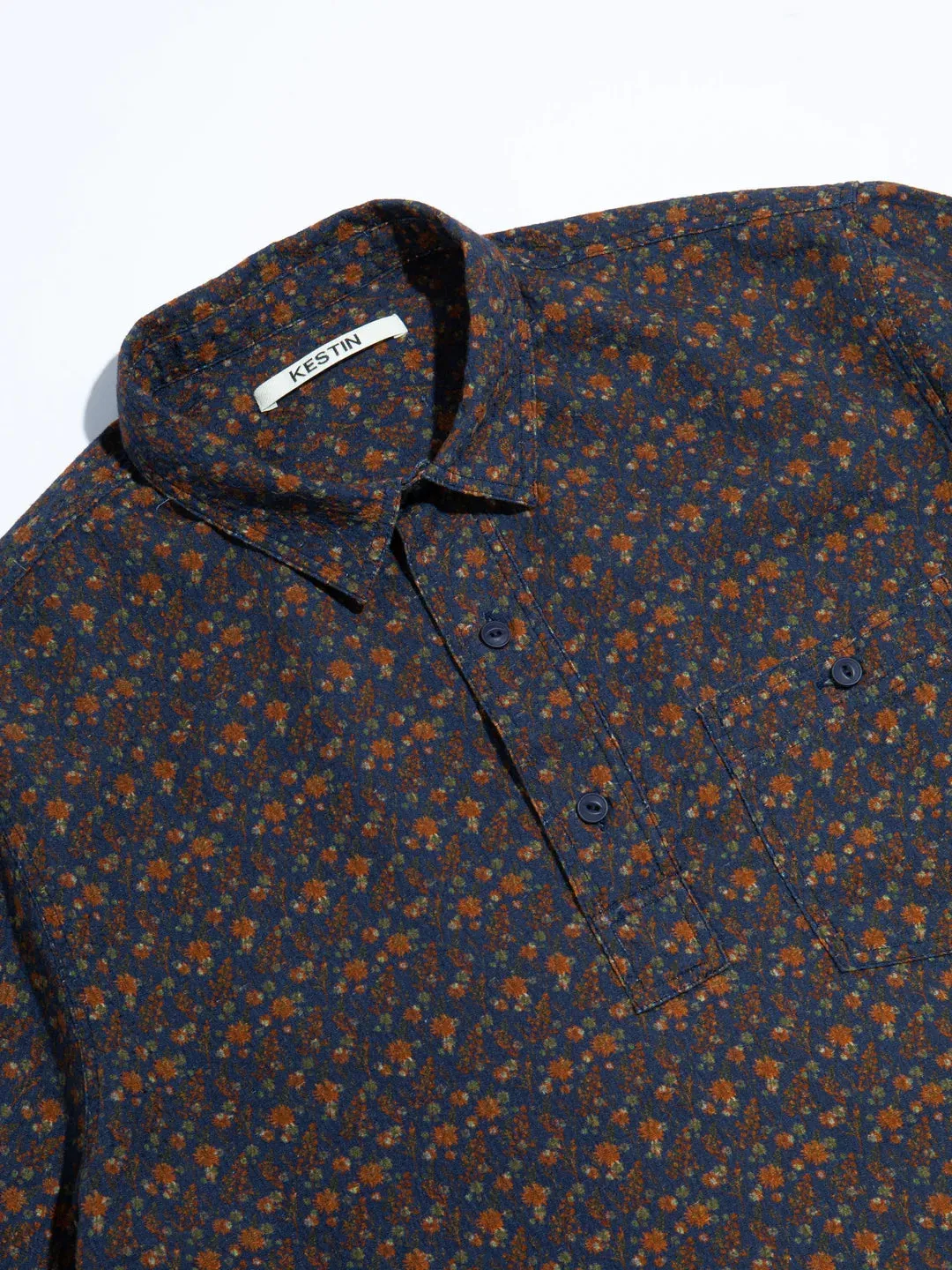 KESTIN Granton Short Sleeve Shirt in Navy Thistle Print