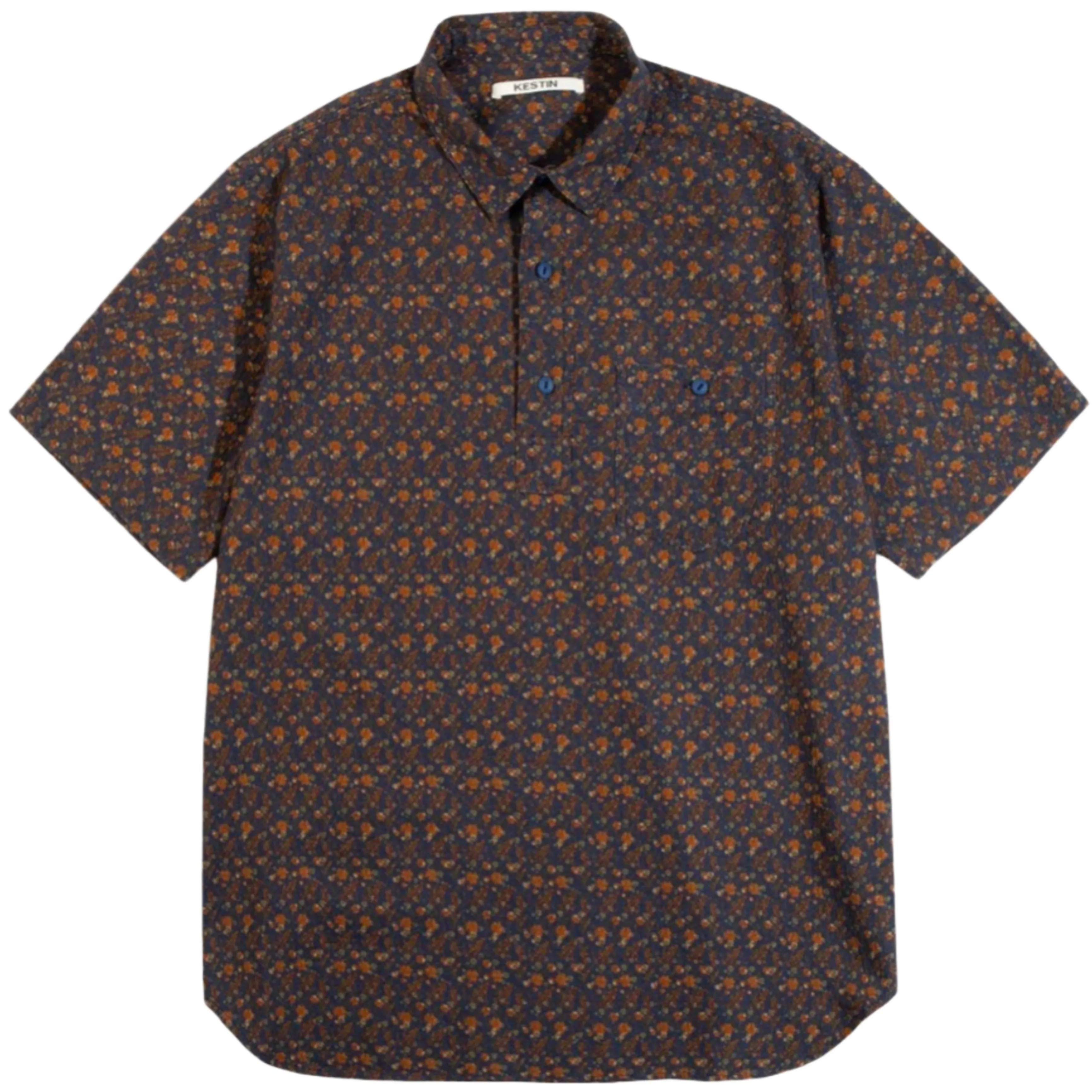 KESTIN Granton Short Sleeve Shirt in Navy Thistle Print