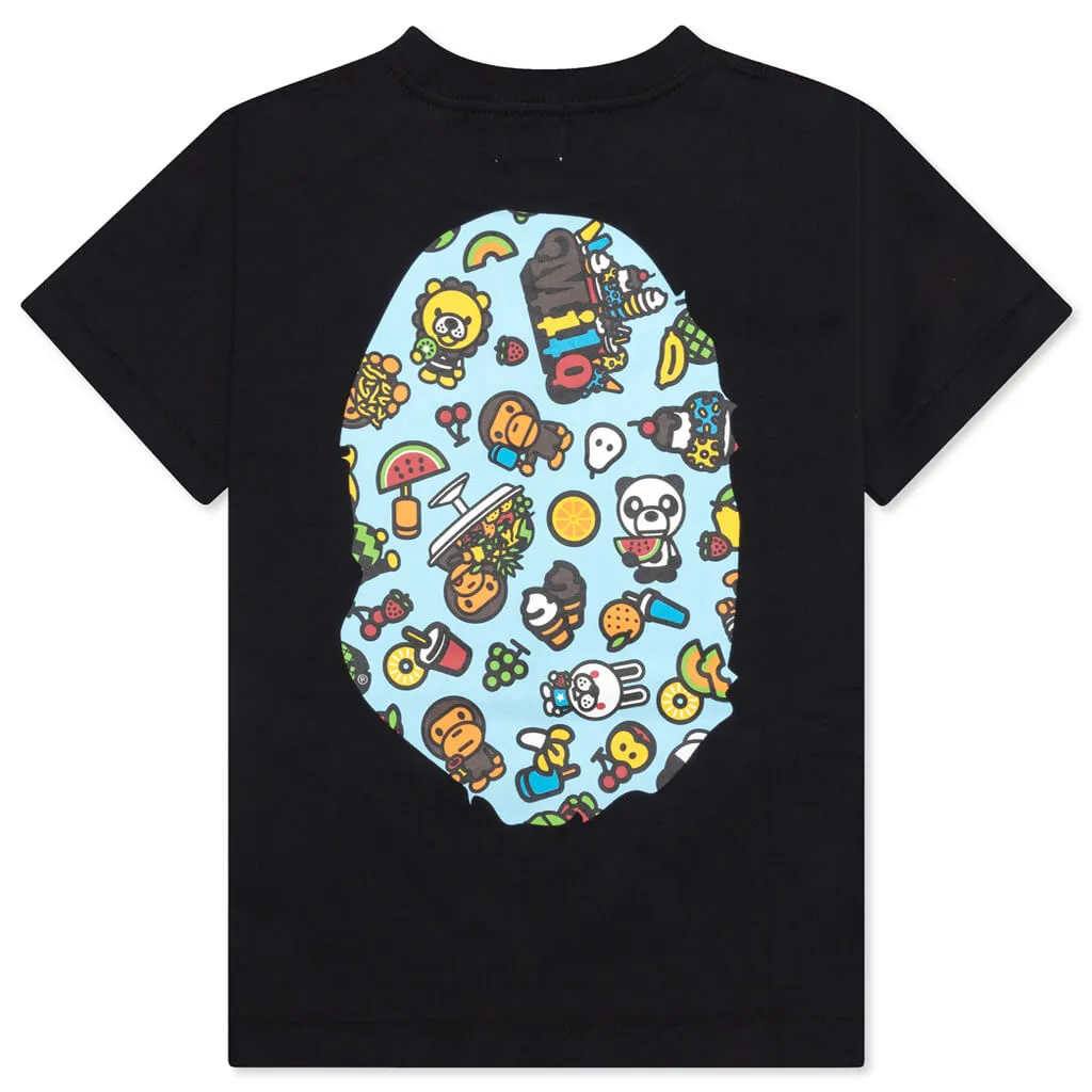 Kids Baby Milo Mixed Fruit Big Ape Head Tee - Black