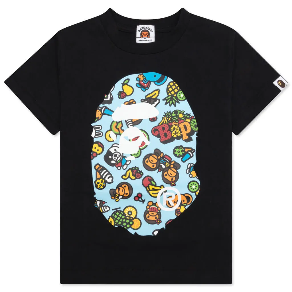 Kids Baby Milo Mixed Fruit Big Ape Head Tee - Black