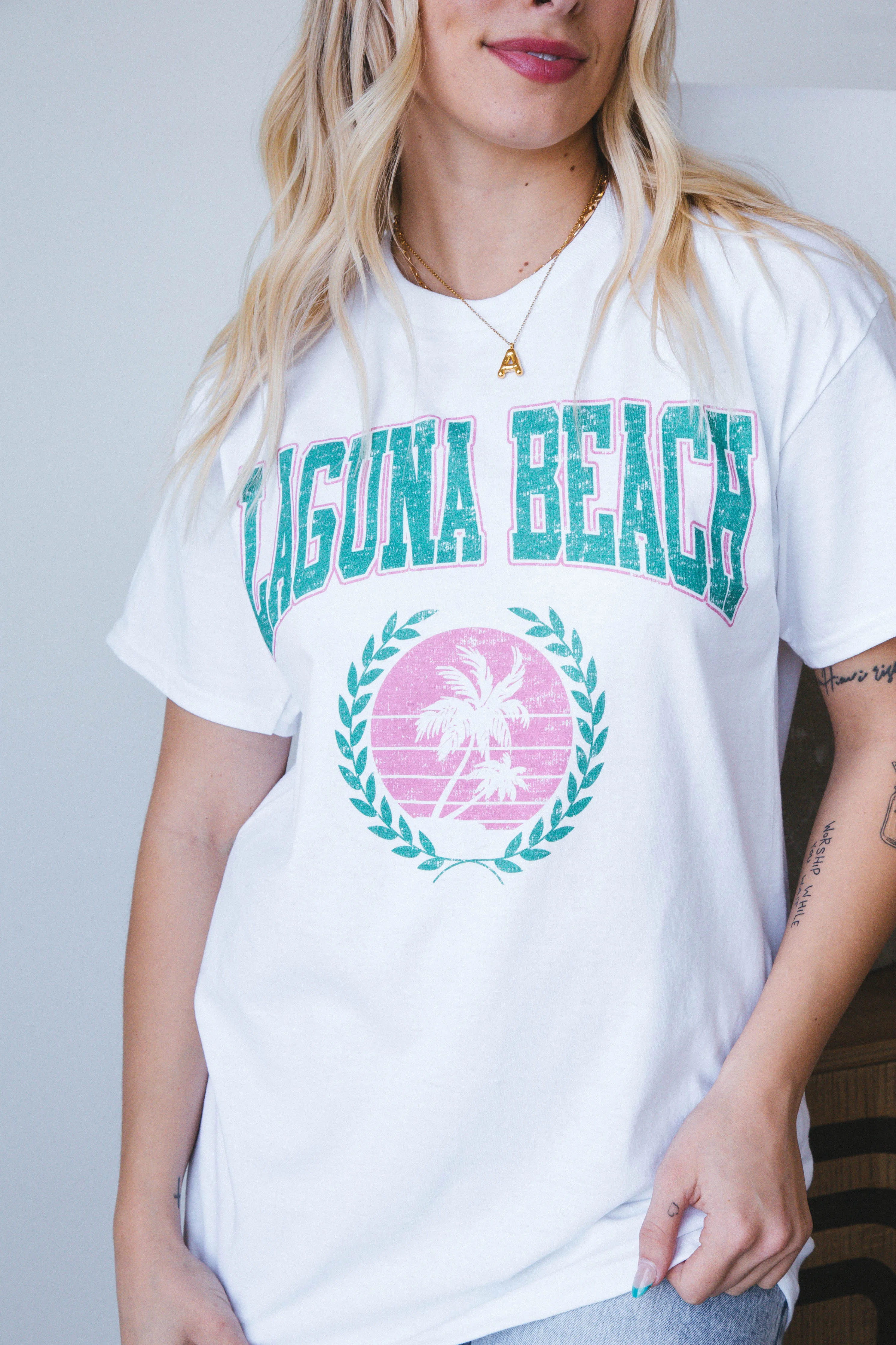 Laguna Beach Oversized Graphic Tee, White