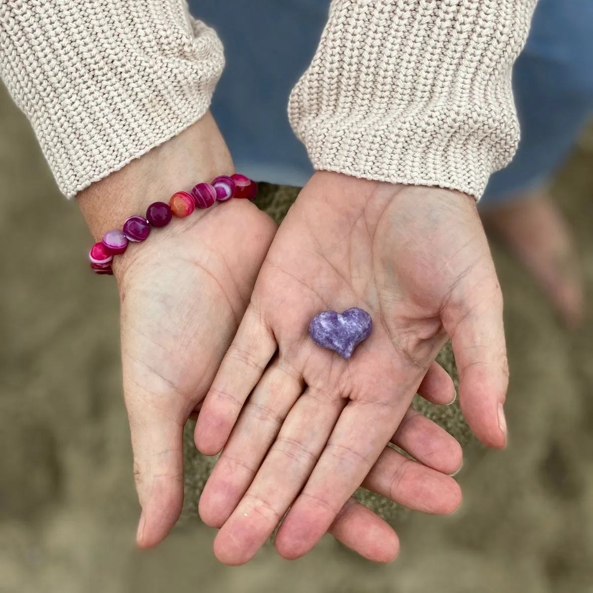 Lepidolite Heart Shaped Healing Gemstone for a sense of Calm