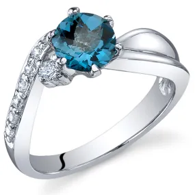 London Blue Topaz Sterling Silver Ring 1 Carat Size 5