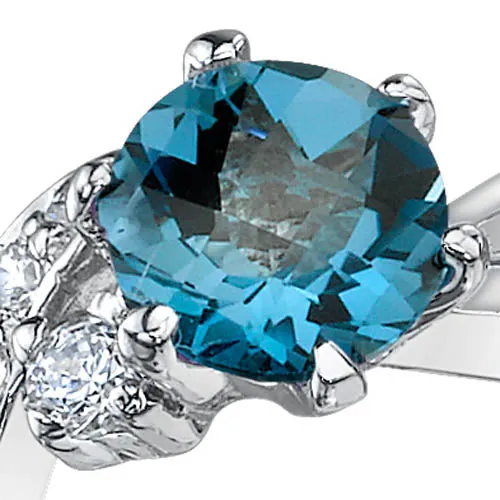 London Blue Topaz Sterling Silver Ring 1 Carat Size 5