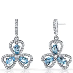 London Blue Topaz Trinity Earrings Sterling Silver 1.50 Carats