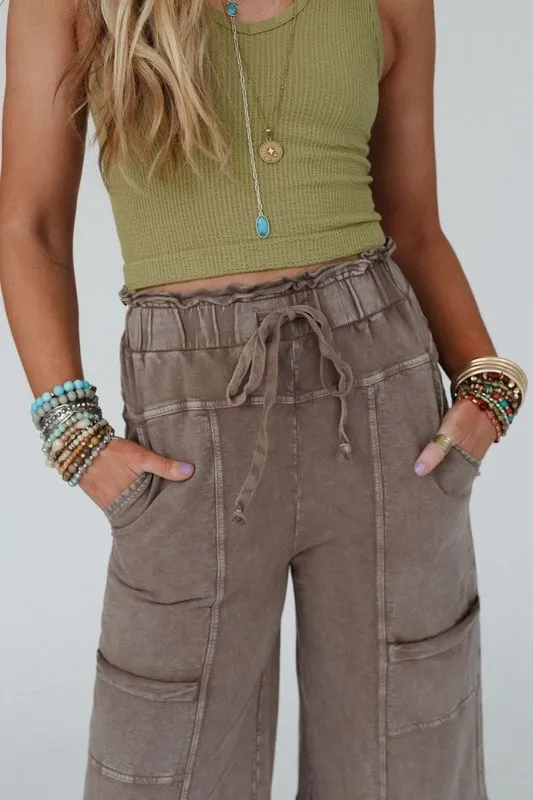 Lucky One Wide Leg Full Pant - Mocha