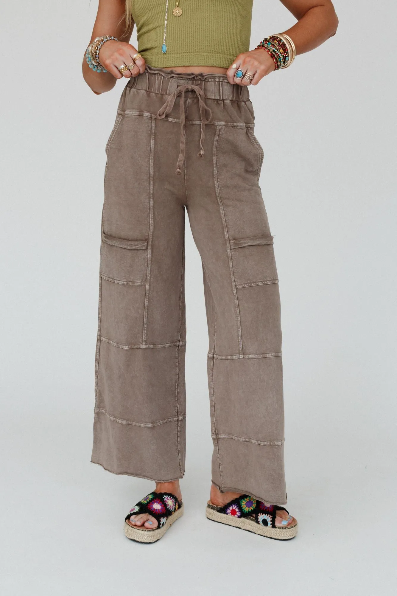 Lucky One Wide Leg Full Pant - Mocha