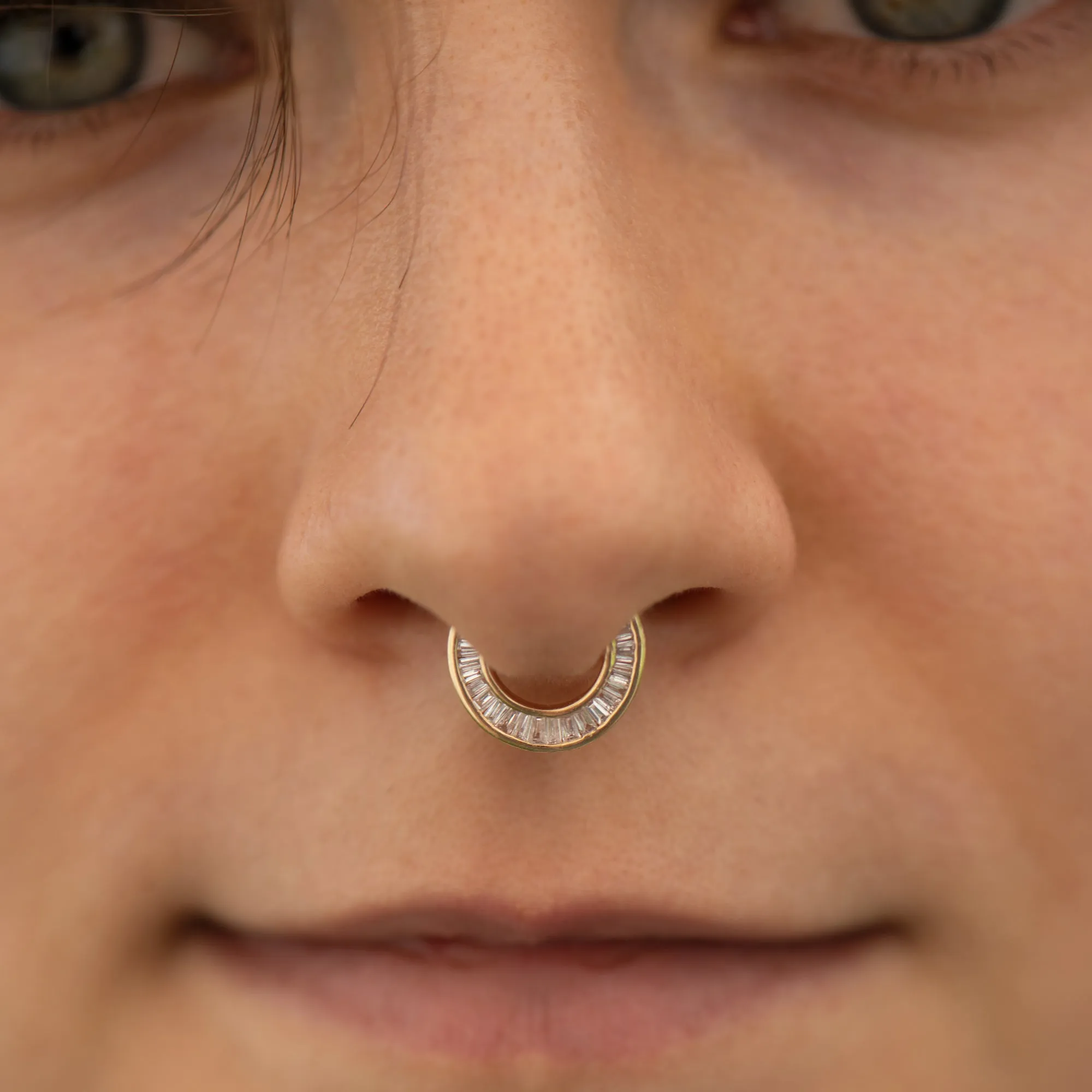 Luna Tapered Baguette Cut Diamond Septum Nose Ring