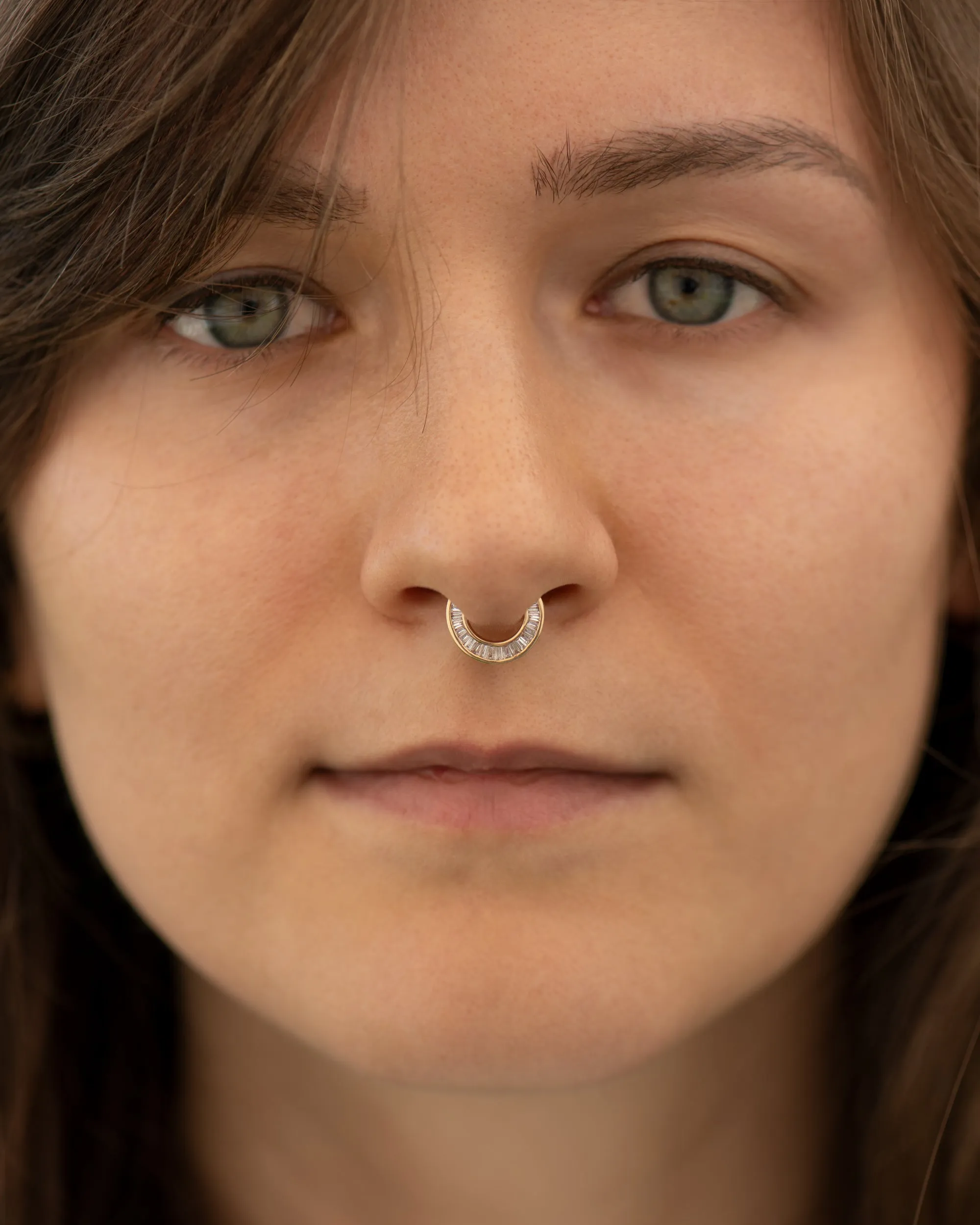 Luna Tapered Baguette Cut Diamond Septum Nose Ring