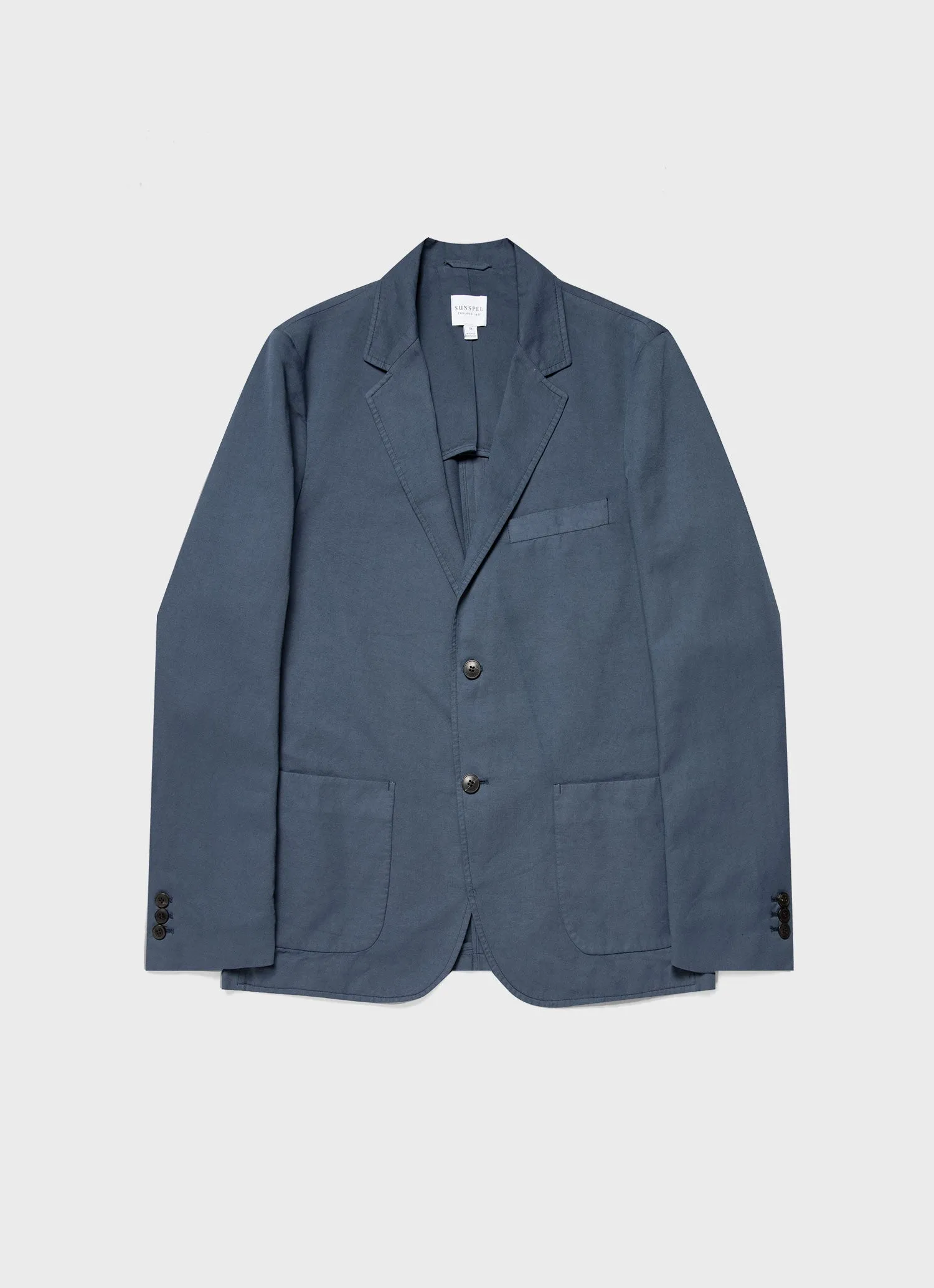 Men's Cotton Linen Unstructured Blazer in Shale Blue