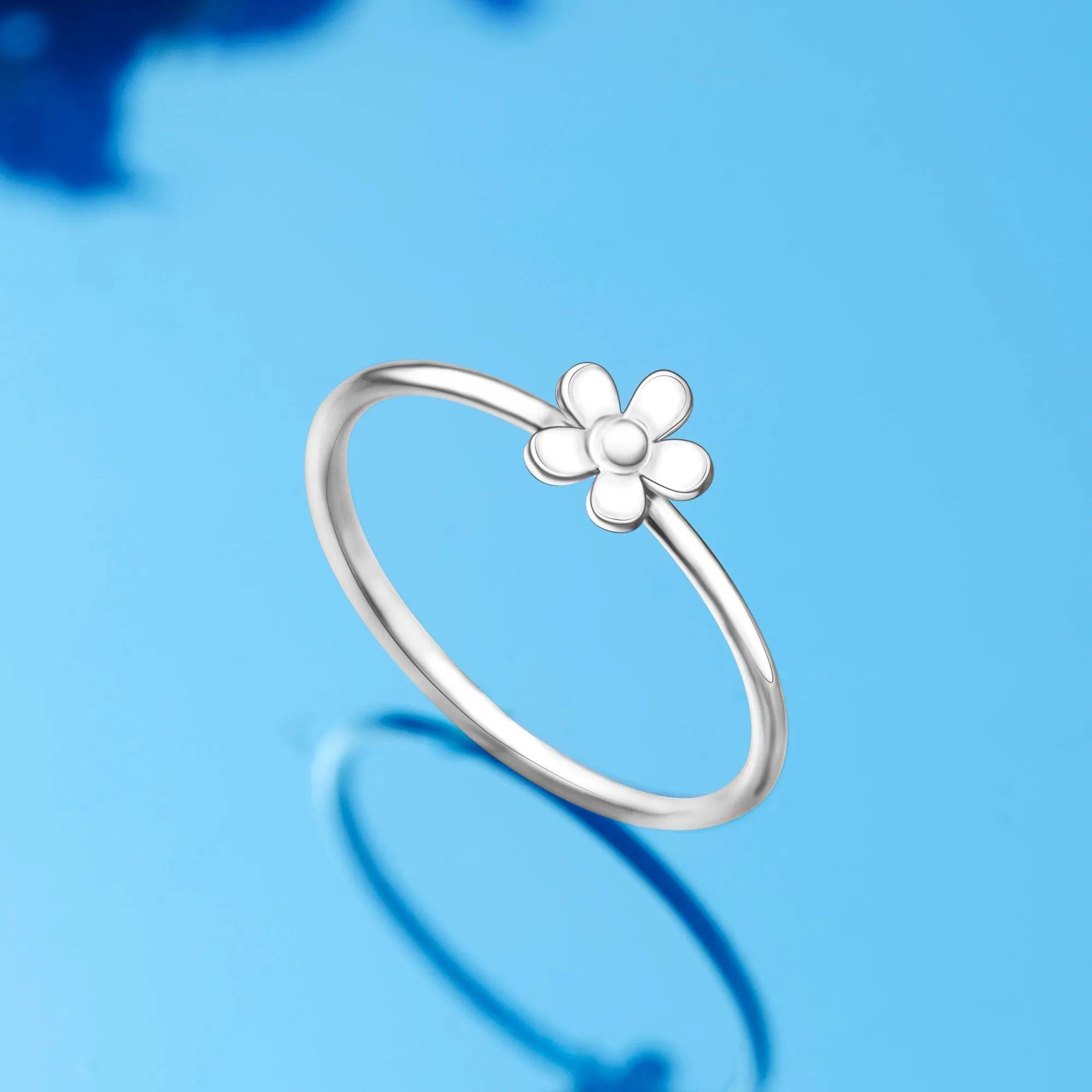 Minimal Flower Ring Sterling Silver