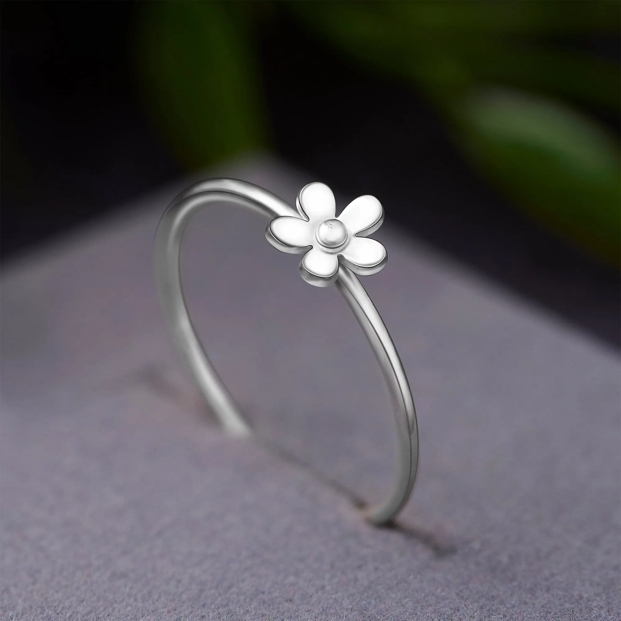 Minimal Flower Ring Sterling Silver