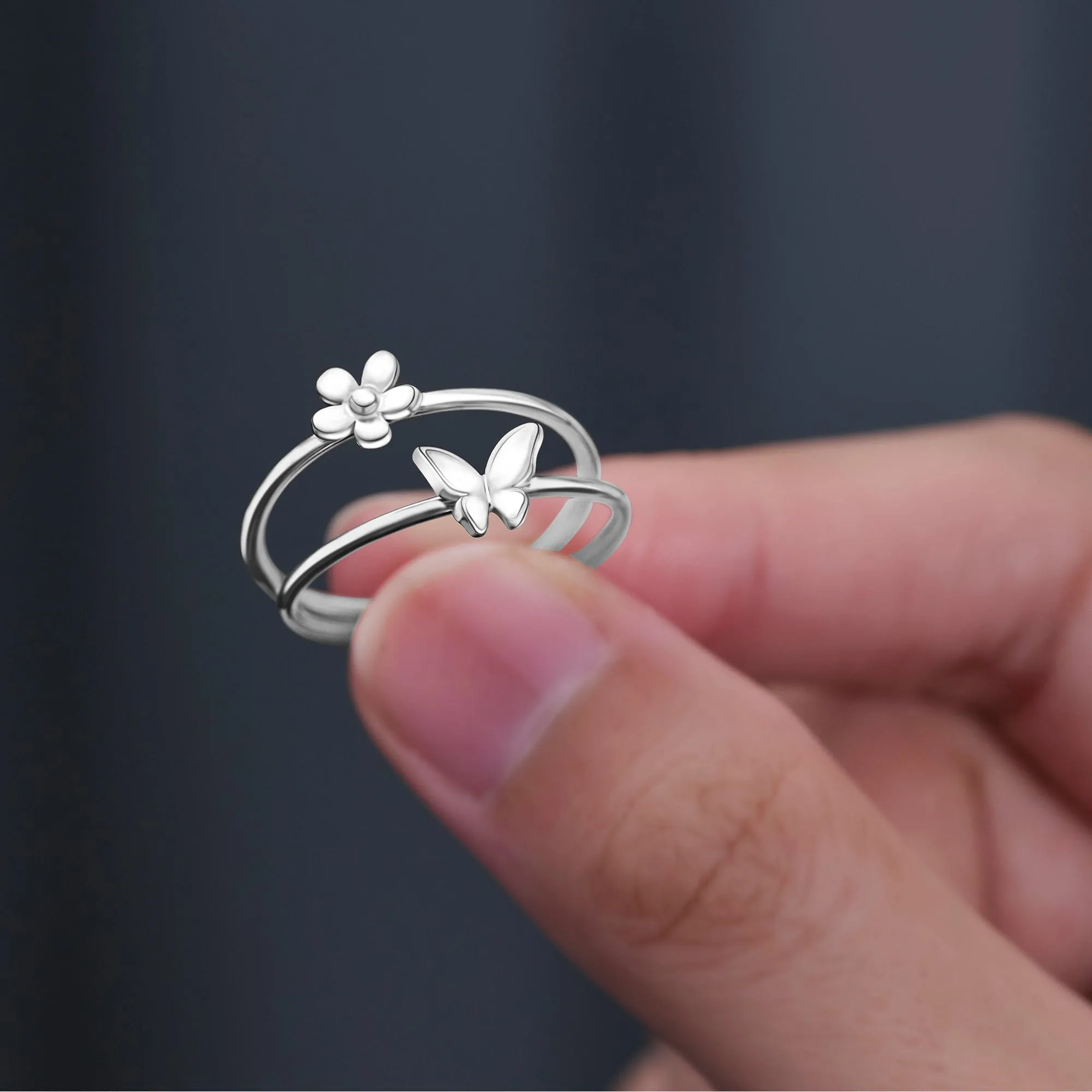 Minimal Flower Ring Sterling Silver