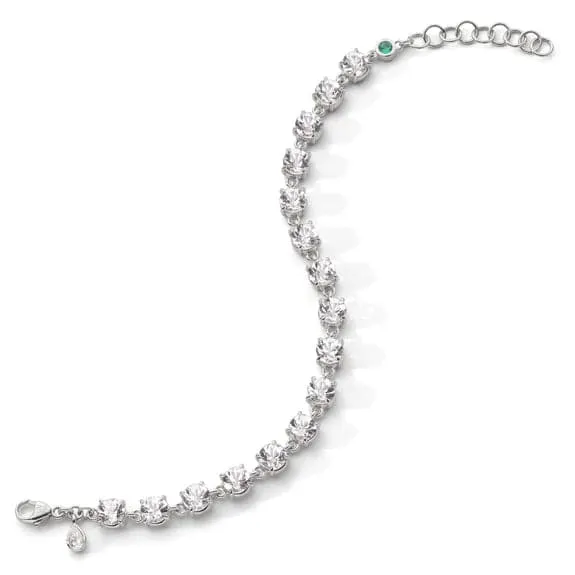 MONICA RICH KOSANN STERLING SILVER ROCK CRYSTAL TENNIS BRACELET WITH OLD EUROPEAN CUT ROCK CRYSTAL