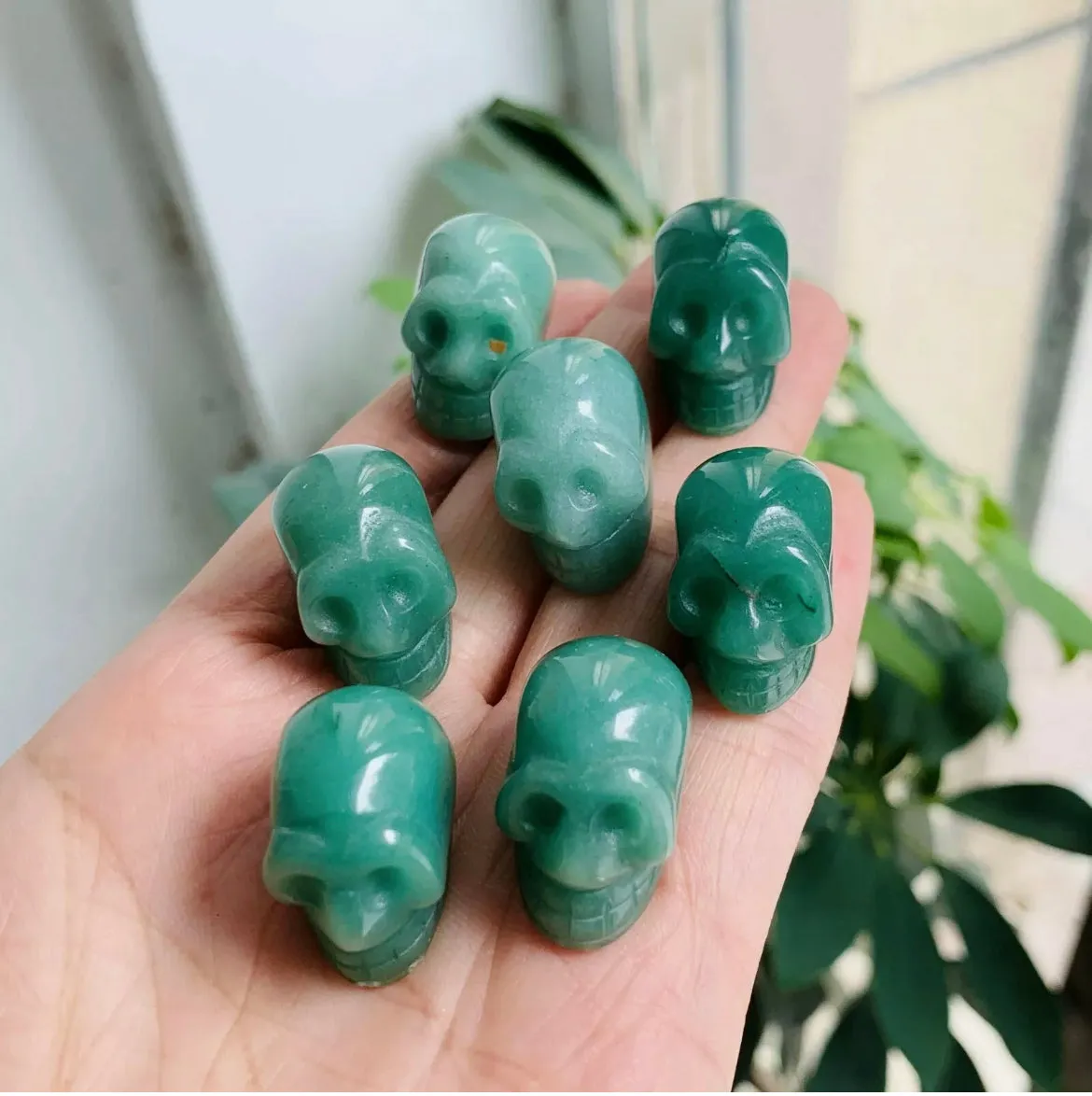 Natural Green Aventurine Mini Skull Crystal Figurine