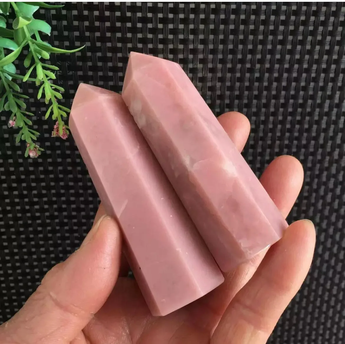 Natural Pink Opal gemstone Crystal Wand Point