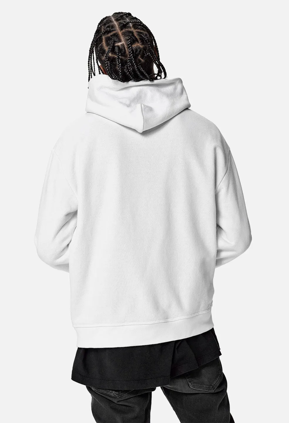 Oversized Cropped Hoodie / White