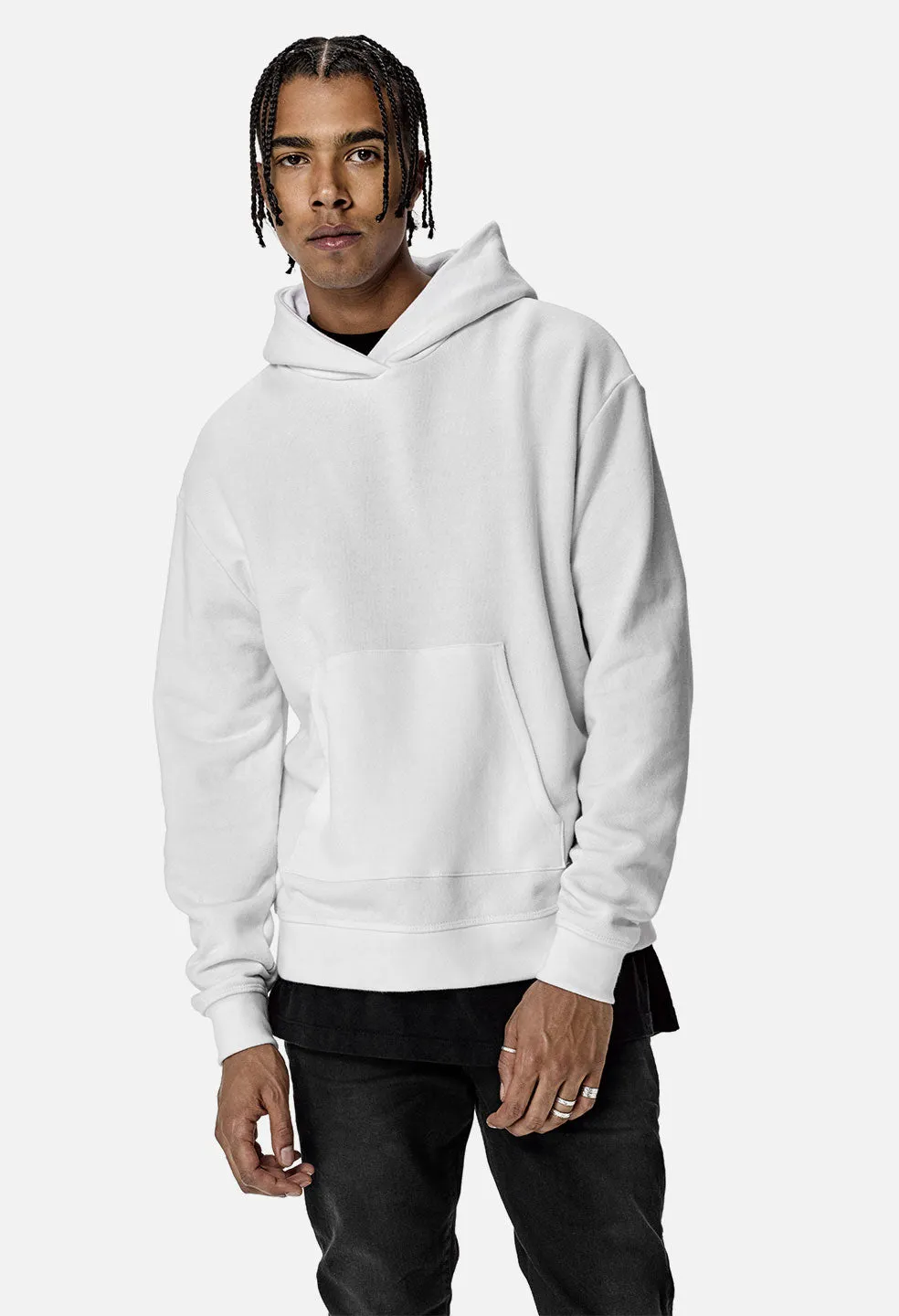 Oversized Cropped Hoodie / White