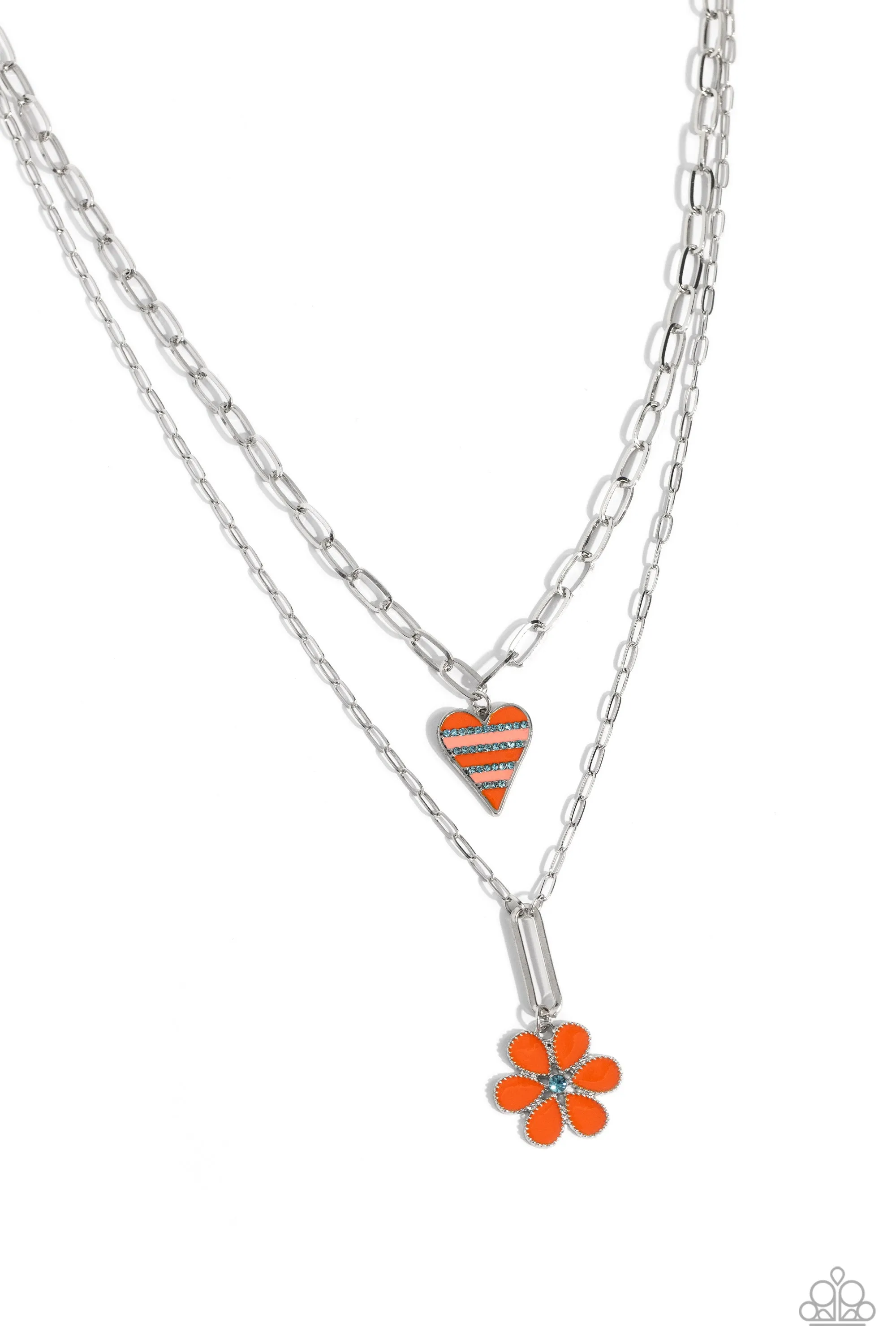 Paparazzi Childhood Charms Orange Necklace & Earring Set