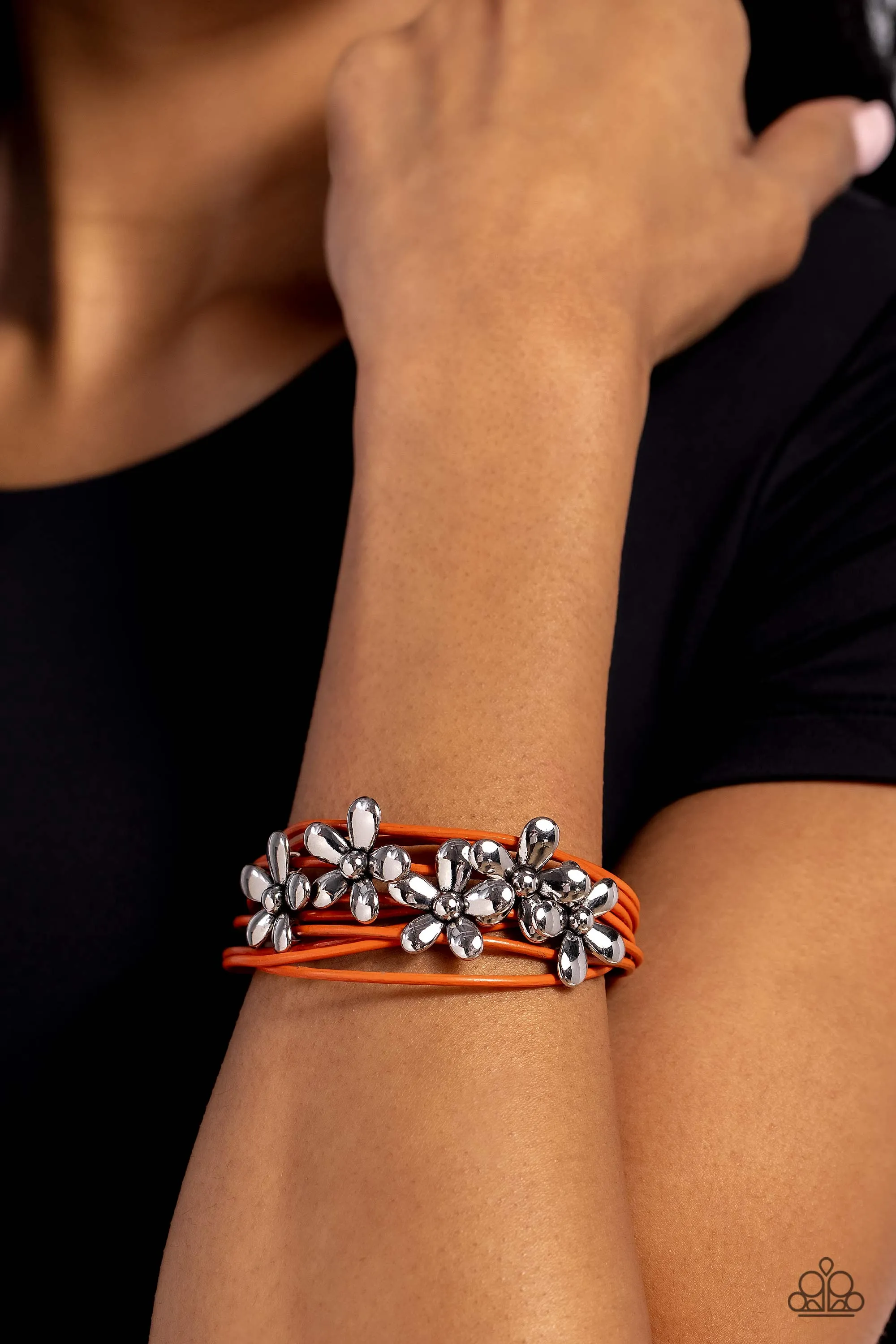 Paparazzi Here Comes the BLOOM Orange Bracelet