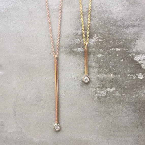 Pendulum Gold Diamond Pendant Necklace