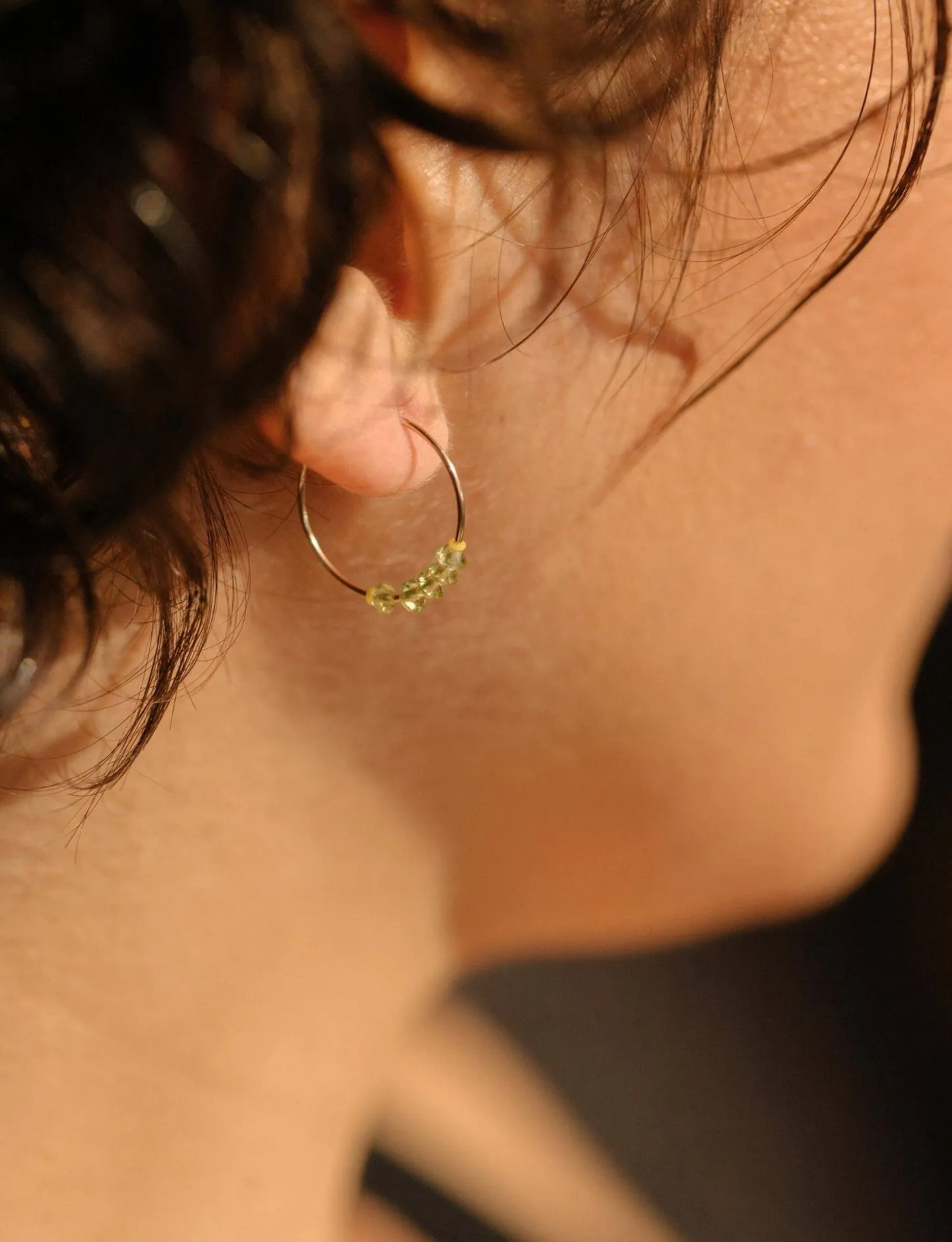 Peridot Gold Hoop Earrings for Radiant