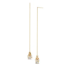 Petal Pearl threader earrings with diamond charm