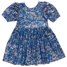 Pink Chicken Girls Laurie Dress - Blue Leopard Lame