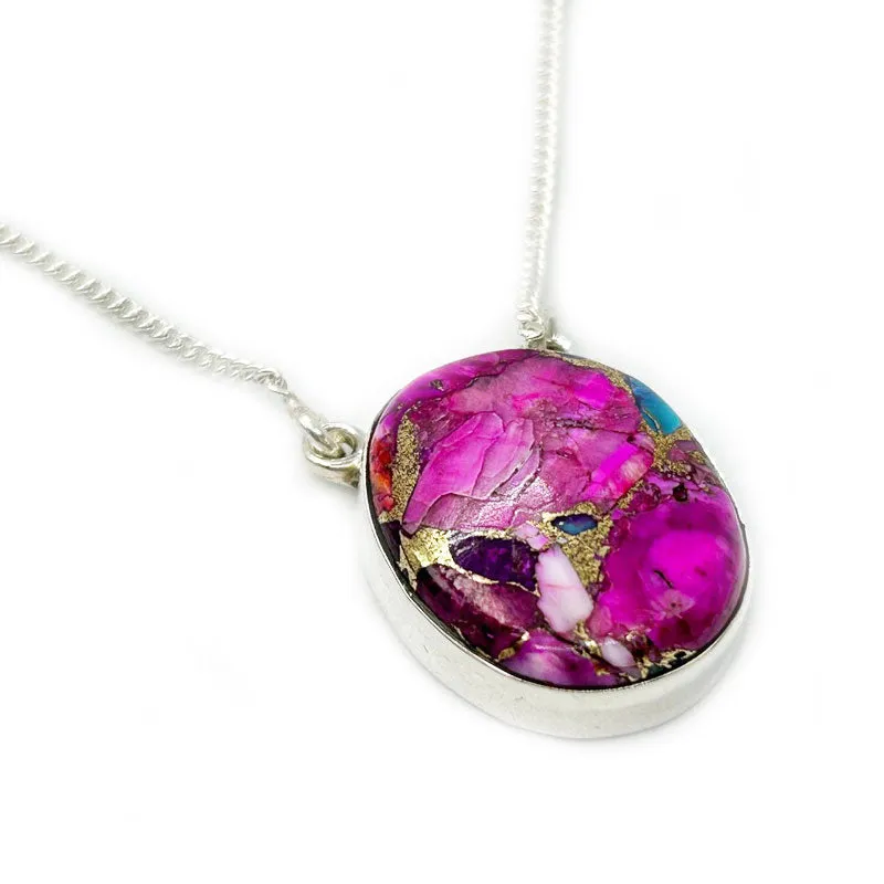 Pink Dahlia Turquoise Pendant