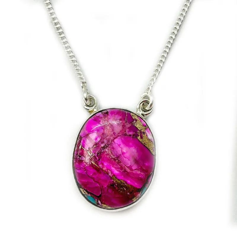 Pink Dahlia Turquoise Pendant