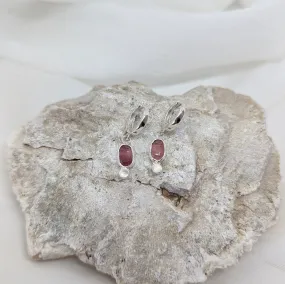 Pink Tourmaline and Moonstone Huggies