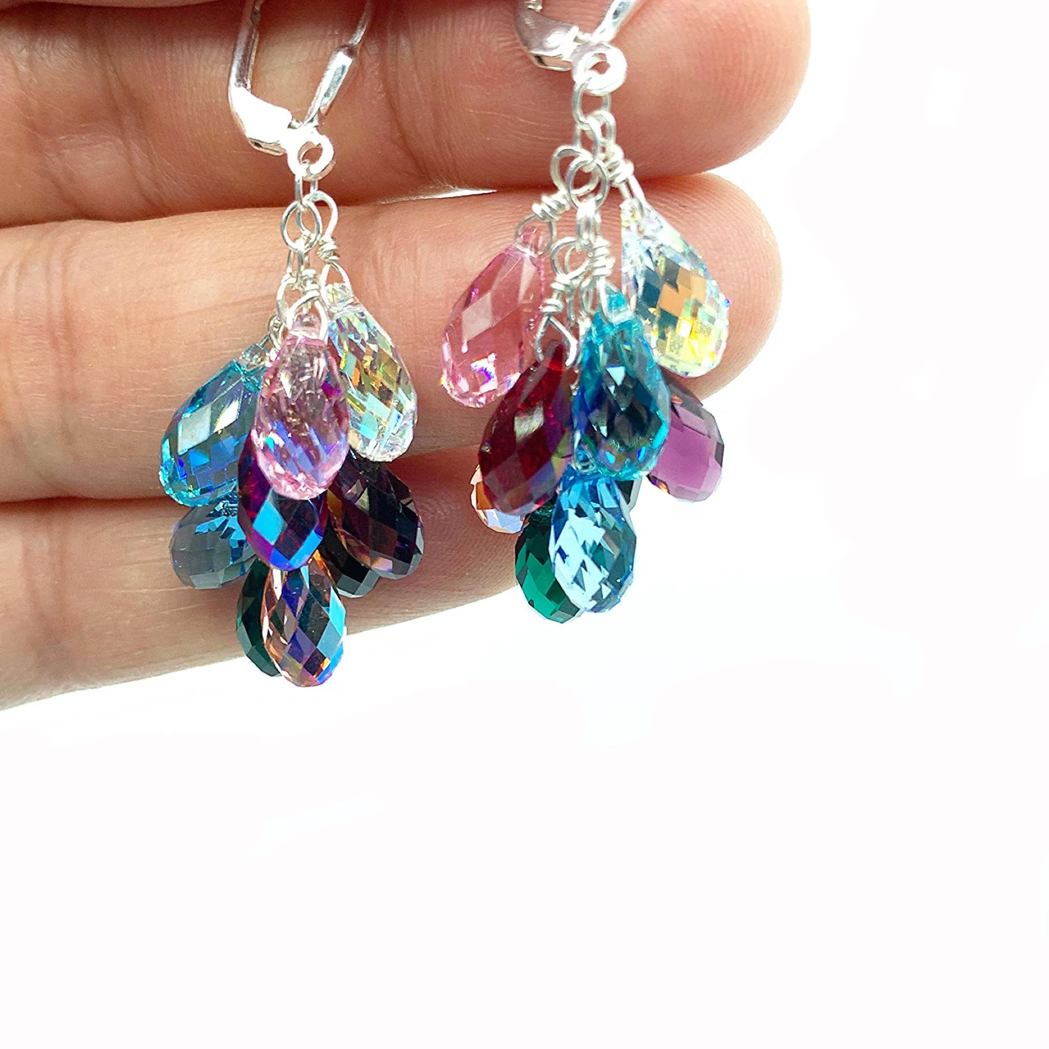 Rainbow Teardrop Crystal Earrings