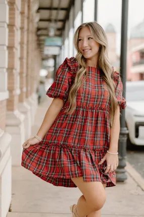 Red Plaid Babydoll Dress