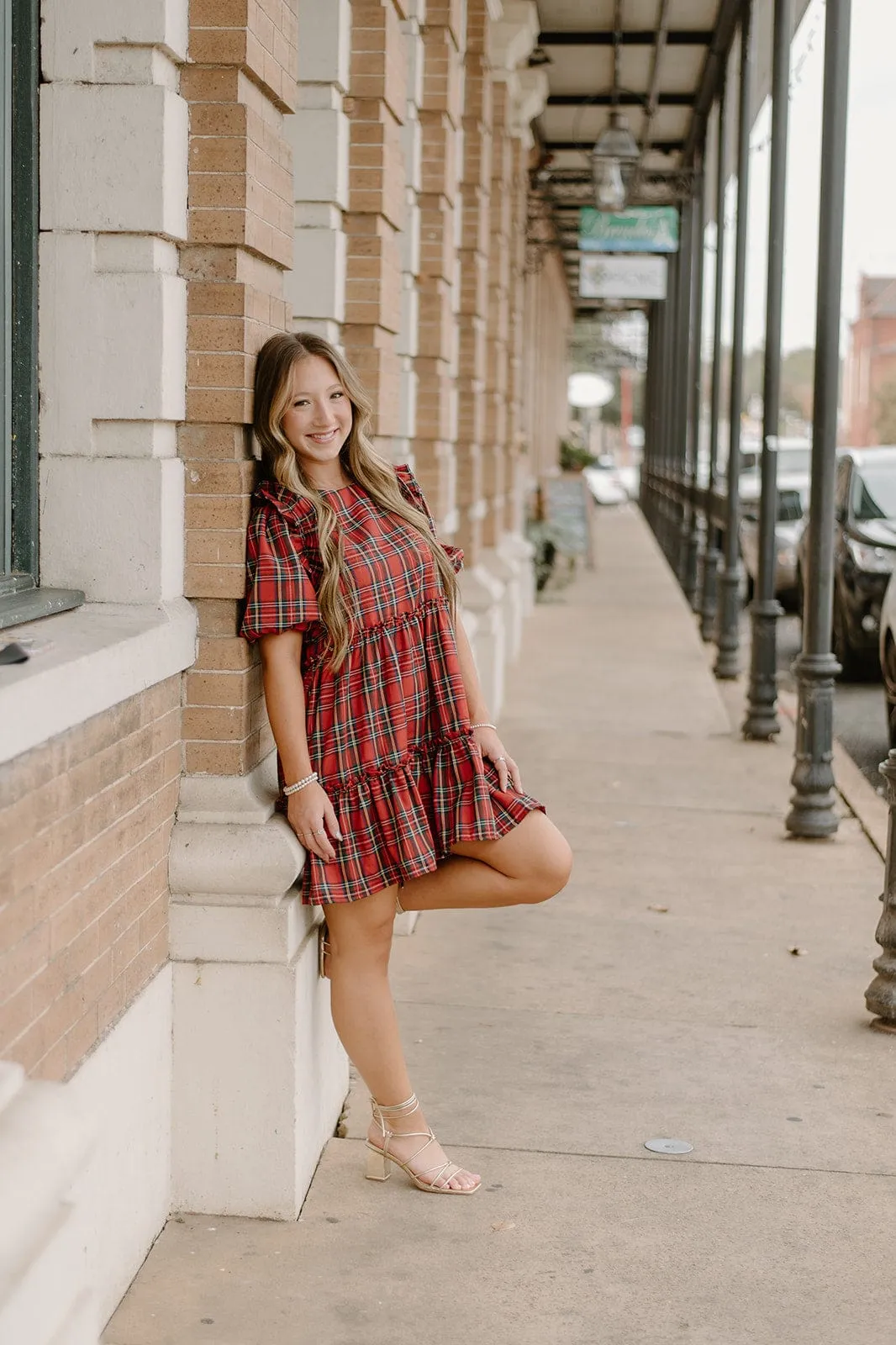 Red Plaid Babydoll Dress