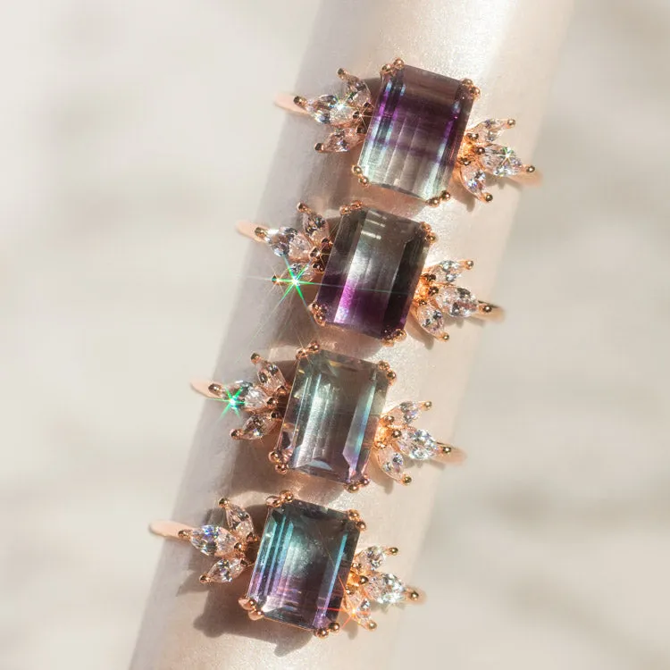 Rose Gold Fluorite Topaz Hazy Dream Ring