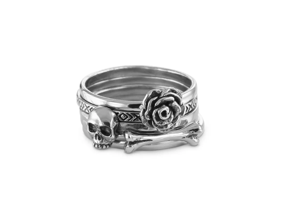 Rose Stacking Ring - Silver