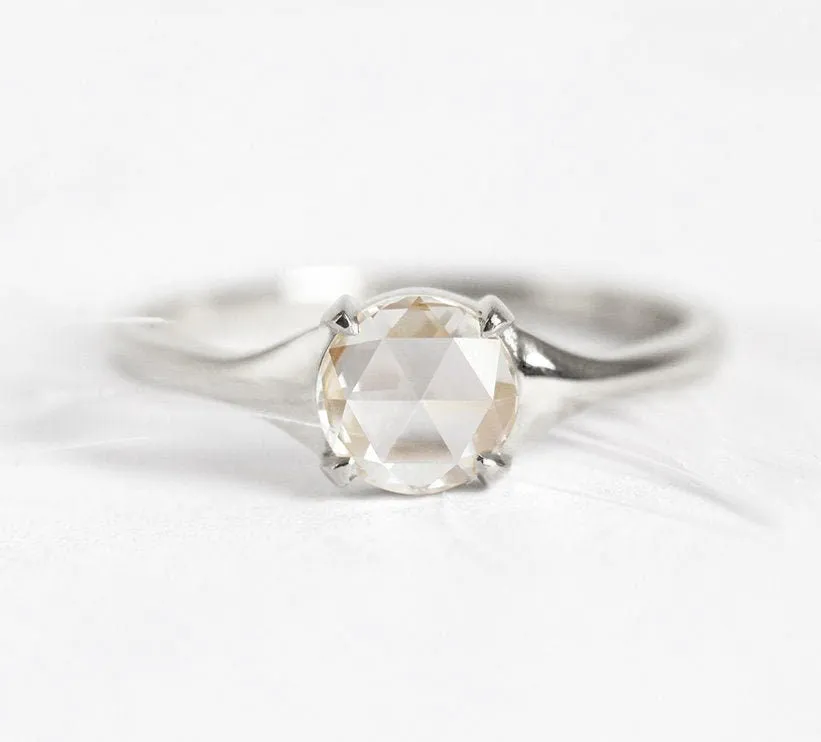 Round Diamond Ring, Round Rose Cut White Diamond Engagement Ring, 0.3Ct Diamond Solitaire Ring, 18K Gold Diamond Ring