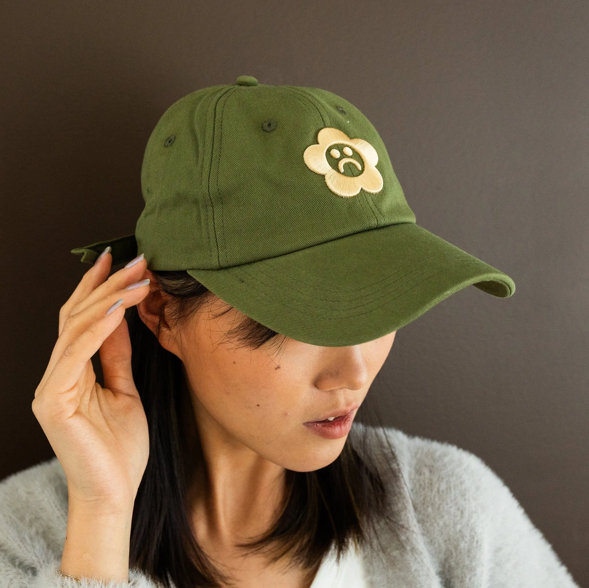 Sad Flower Olive Dad Hat