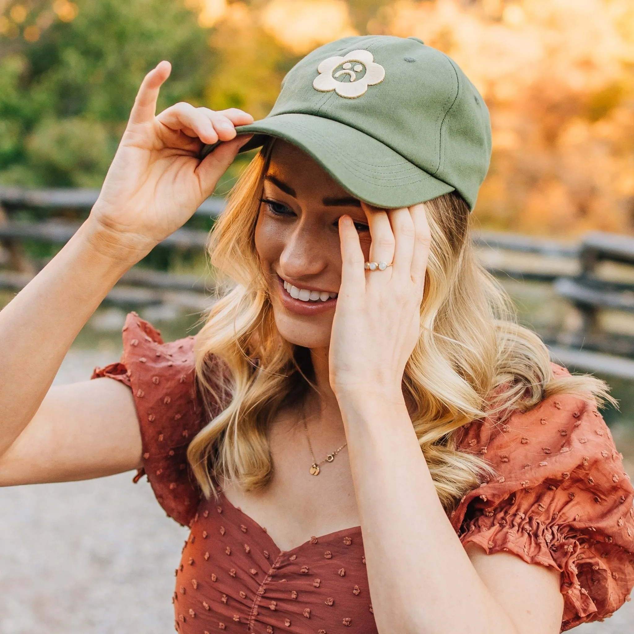 Sad Flower Olive Dad Hat