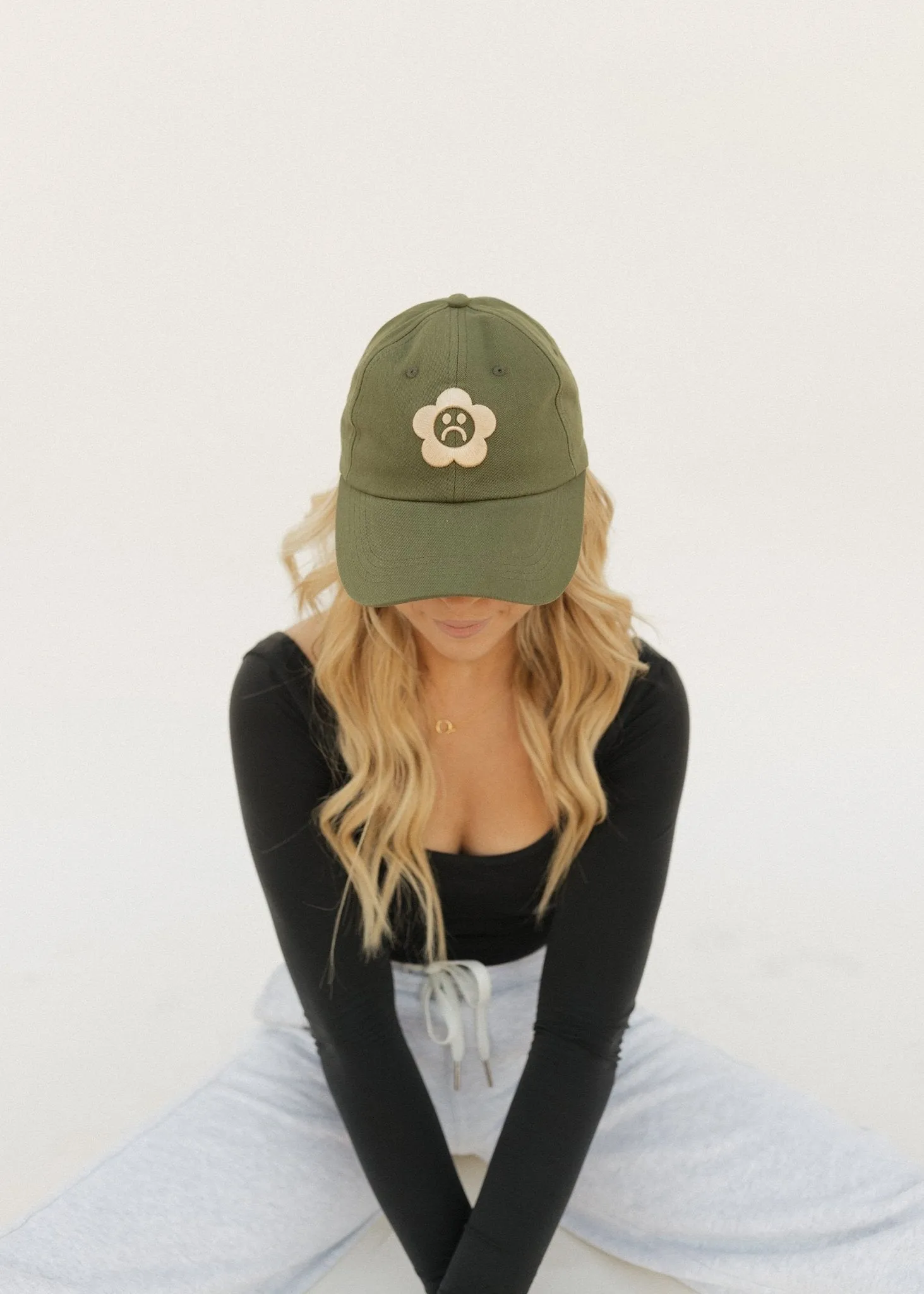 Sad Flower Olive Dad Hat